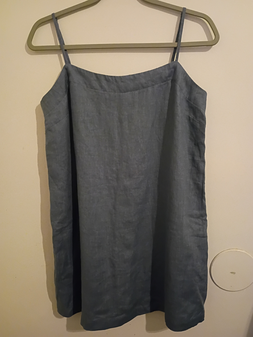 Quince Blue Linen A-Line Slip Dress Shorts Sz M